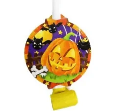 Gwizdek trąbka rozwijana Halloweenowa dynia - 6 szt
