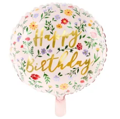 Happy Birthday w kwiaty balon foliowy 35 cm