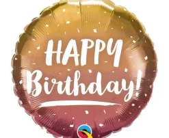 Happy Birthday złoto różowy okrągły balon foliowy Qualatex 18''
