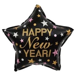 Happy New Year balon foliowy Gwiazda sylwestrowa 45 cali 18 cm