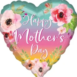 Happy Mother's Day Balon foliowy Serce w kwiaty (Dzień matki) 45 cm