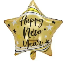 Happy New Year balon foliowy sylwestrowy GWIAZDKA złota 18 cali