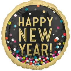 Happy New Year okrągły balon foliowy SYLWESTER 71 cm