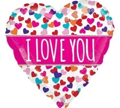 I Love You kolorowe serduszka serce balon foliowy Amscan 18''