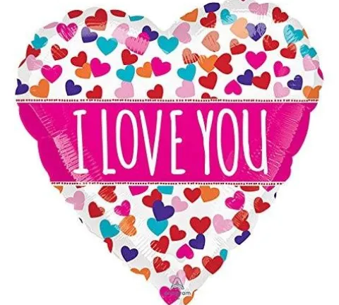 I Love You kolorowe serduszka serce balon foliowy Amscan 18''