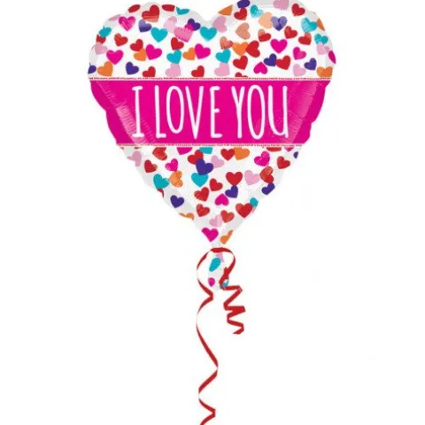 I Love You kolorowe serduszka serce balon foliowy Amscan 18''