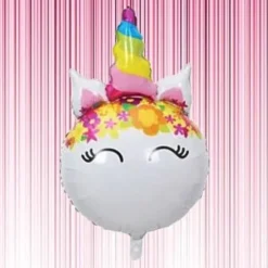 Jednorożec kolorowy balon foliowy okrągły 86x53 cm