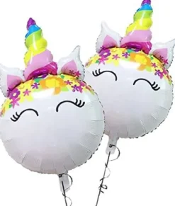 Jednorożec kolorowy balon foliowy okrągły 86x53 cm