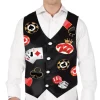 Kamizelka męska czarna we wzór Casino Las Vegas 1 szt.