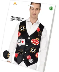 Kamizelka męska czarna we wzór Casino Las Vegas 1 szt.