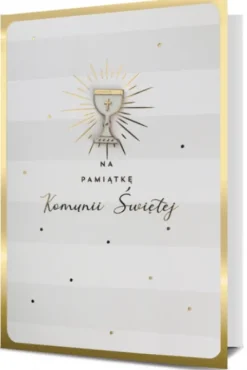 Kartka karnet Komunia na pamiątkę Komunii Świętej z przypinką kielich