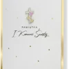 Kartka karnet Komunia na pamiątkę Komunii Świętej z przypinką krzyż