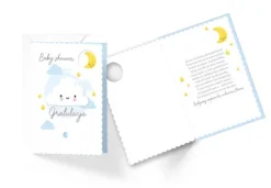 Kartka na BABY SHOWER chmurka niebieska