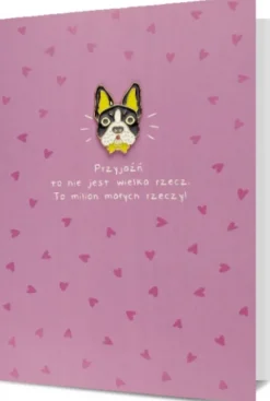 Kartka okolicznościowa dla przyjaciela z przypinką piesek