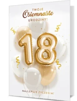 Kartka okolicznościowa osiemnastkowa 18 urodziny balony złote