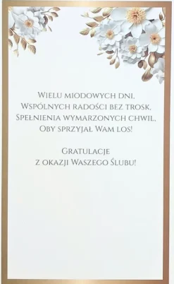 Kartka okolicznościowa Gratulacje z okazji Ślubu kwiaty białe