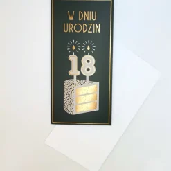 Kartka okolicznościowa 18-ste urodziny zielona Tort