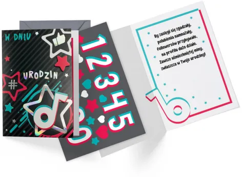 Kartka okolicznościowa Urodziny dziecięce (wymienne cyferki) TikTok