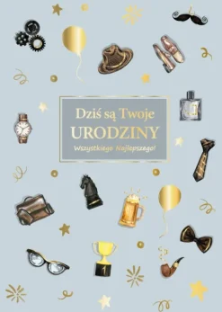 Kartka urodzinowa Dziś są Twoje Urodziny szara DLA NIEGO 1 szt.