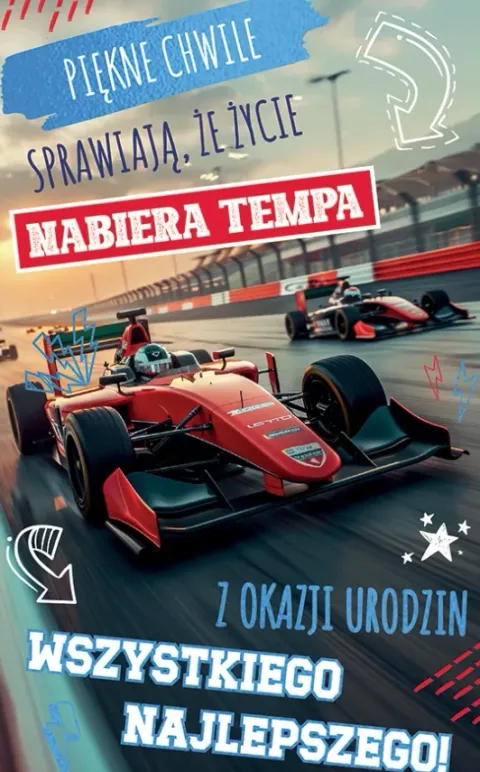 Kartka urodzinowa Formuła 1, wyścigi