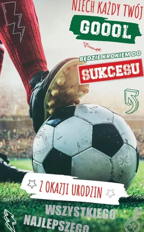Kartka urodzinowa GOOL dla piłkarza sportowca
