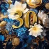 Kartka urodzinowa 30- ste urodziny KWIATY trójwymiarowa 3D 1 szt.