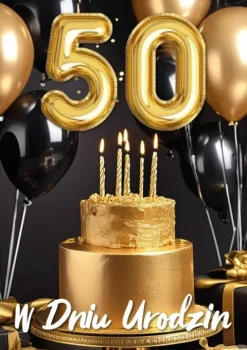 Kartka urodzinowa 50- ste urodziny trójwymiarowa 3D 1 szt.