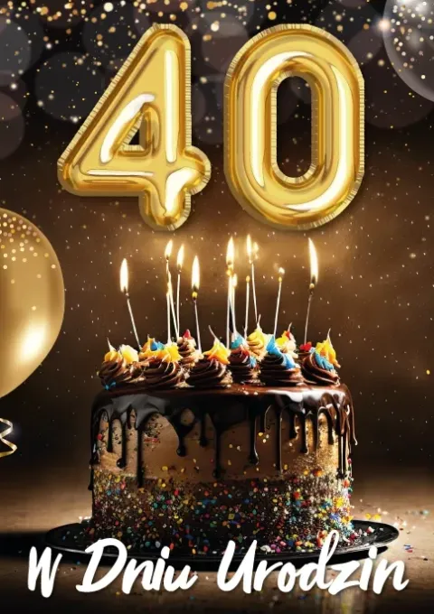 Kartka urodzinowa 40- ste urodziny trójwymiarowa 3D 1 szt.
