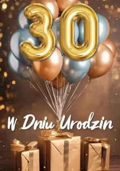 Kartka urodzinowa 30- ste urodziny trójwymiarowa 3D 1 szt.
