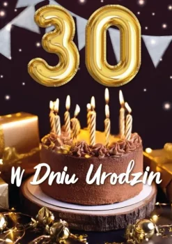 Kartka urodzinowa 30- ste urodziny trójwymiarowa 3D 1 szt.