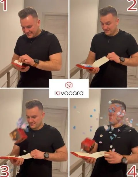 Kartka urodzinowa wybuchająca konfetti - Happy Birthday słonik