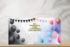 Kartka urodzinowa z życzeniami STO LAT Czarne Balony Wednesday 1 szt.