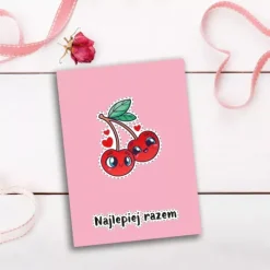 Kartka z życzeniami na Walentynki "Najlepiej razem" Wisienki