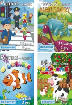 Karty do gry Piotruś i Pamięć różne wzory 25 szt.
