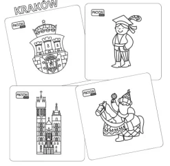 Karty do zabaw KRAKÓW zestaw 15 szt. do kolorowania