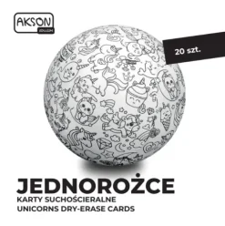 Karty suchościeralne do zabaw JEDNOROŻCE zestaw 20 szt.