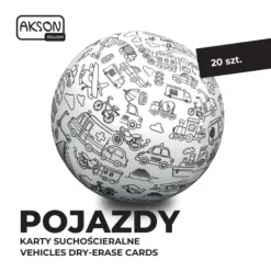Karty suchościeralne do zabaw POJAZDY zestaw 20 szt.