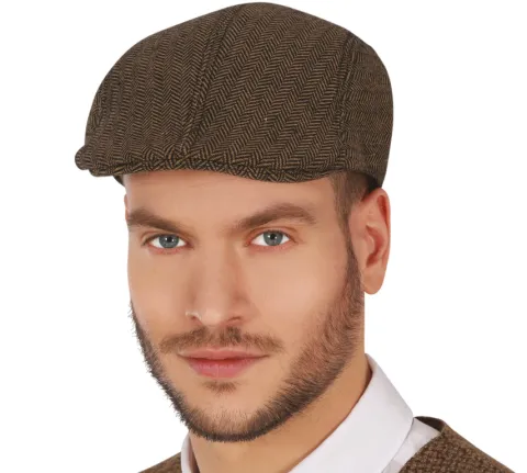 Kaszkiet lata 20-te 30-te Beret angielski w jodełkę