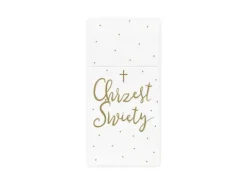 Kieszonki na sztućce etui serwetki papierowe ''Chrzest Święty'', białe 6 szt.