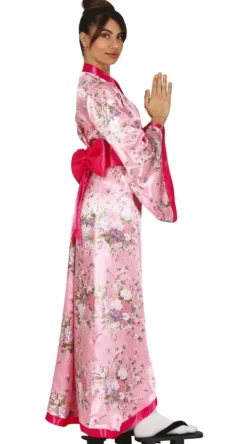 Kimono Strój damski japoński różowy w kwiaty Japonka