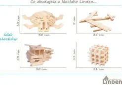 Klocki drewniane Linden, zestaw 100 szt. w eko-worku