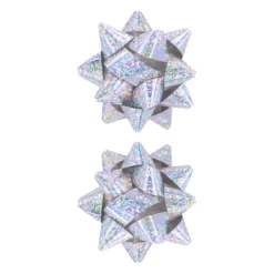 Kokarda prezentowa rozeta holograficzna srebrna 7,6 cm 2 szt.