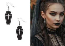 Kolczyki trumny czarne Halloween