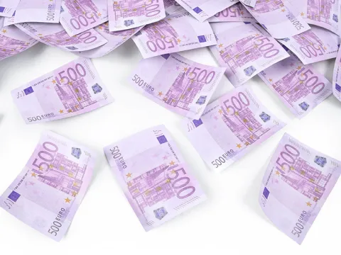 Konfetti pneumatyczne 500 EURO tuba 60 cm