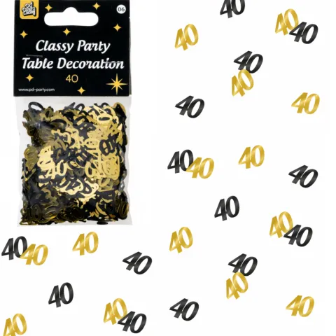 Konfetti foliowe liczba 40 złoto czarne 20g