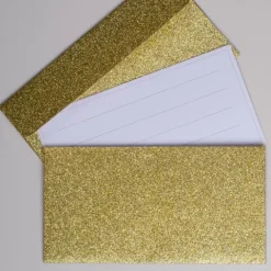 Koperta podarunkowa z bilecikiem złota brokatowa 17x9 cm 1 szt.
