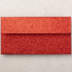 Koperta podarunkowa z bilecikiem czerwona brokatowa 17x9 cm 1 szt.