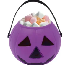 Koszyk na słodycze wiaderko DYNIA okrągłe fioletowe Halloween