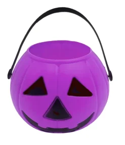 Koszyk na słodycze wiaderko DYNIA okrągłe fioletowe Halloween