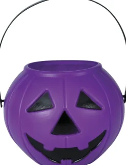 Koszyk na słodycze wiaderko DYNIA okrągłe fioletowe Halloween
